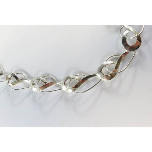 18" Sterling Silver Designer Style Fancy Twisted Metal Link Necklace Sterling TT - Picture 3 of 15
